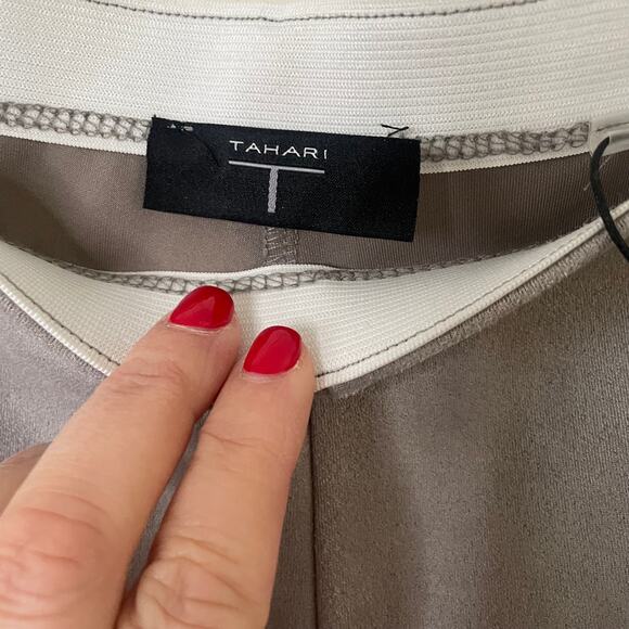 T Tahari Gray Faux Leather Leggings NWT Sz M - Picture 3 of 5